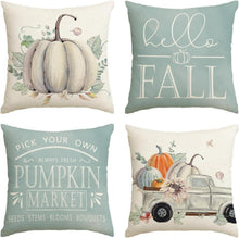Herbst Kissenbezüge 4er Set Blau 50x50 cm Zierkissenbezug