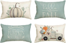 Herbst Kissenbezüge 4er Set 30x50 cm Blau deco Zierkissenbezug