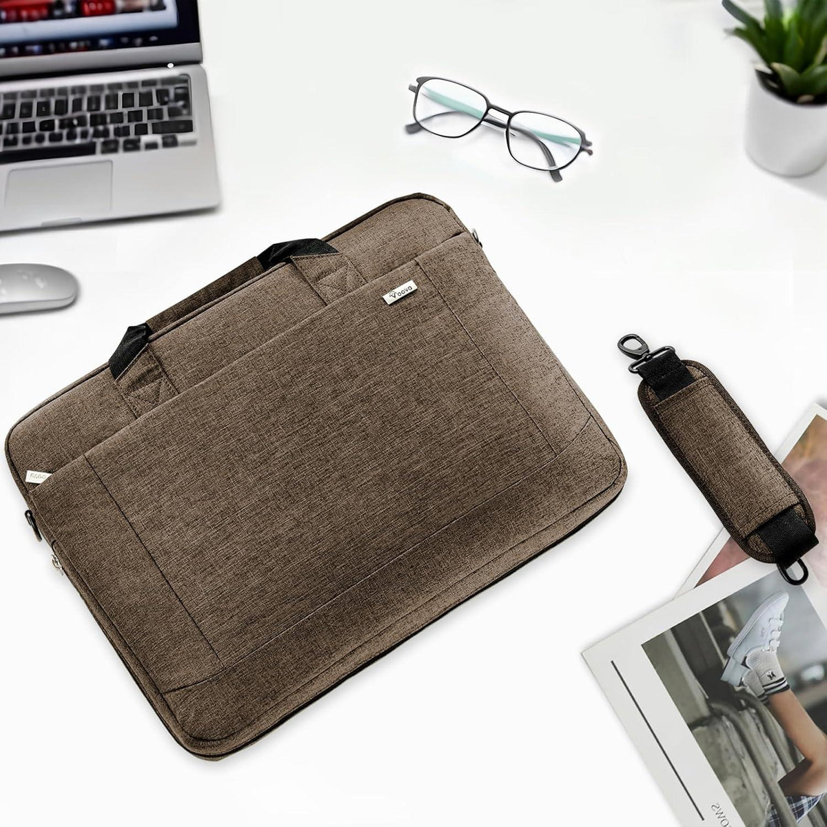 Große Laptoptasche für 17 17,3 17,4 Zoll Laptop, Wasserdicht, Braun
