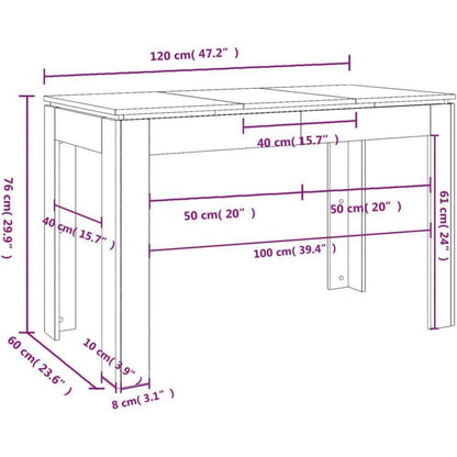 Minimalistischer Esstisch 120x60 cm – Betongrau