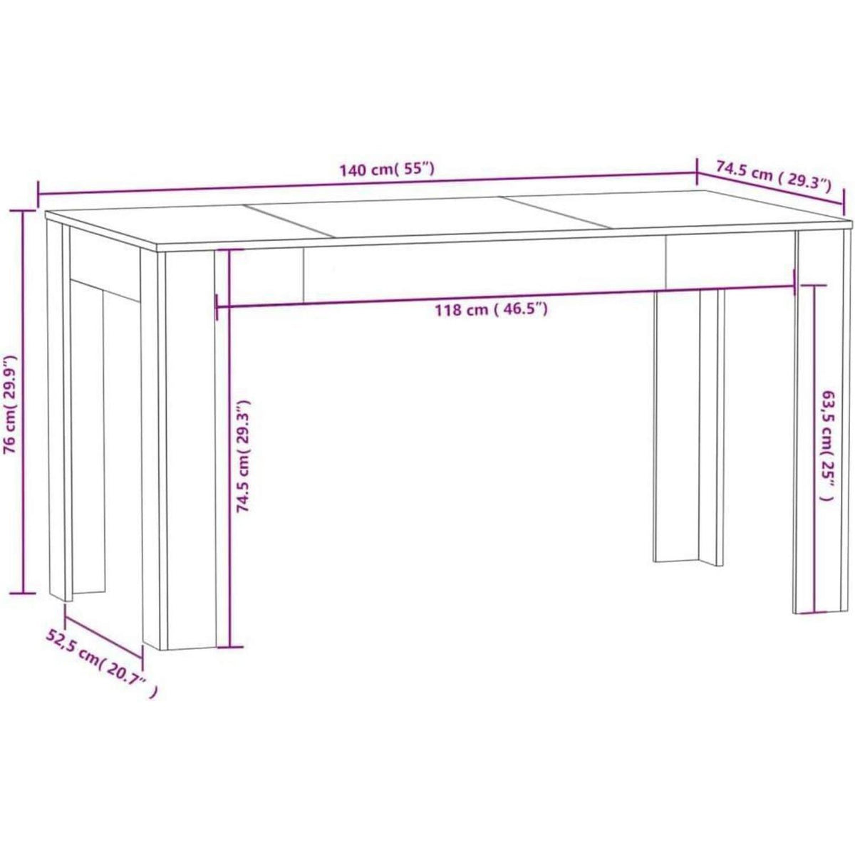 Esstisch Grau Sonoma 140x74,5 cm Holzwerkstoff