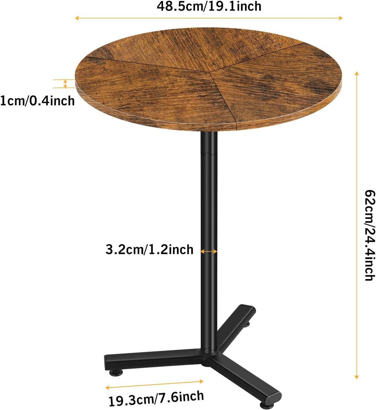 Smusei Runder Beistelltisch 48CM für Wohnzimmer und Terrasse