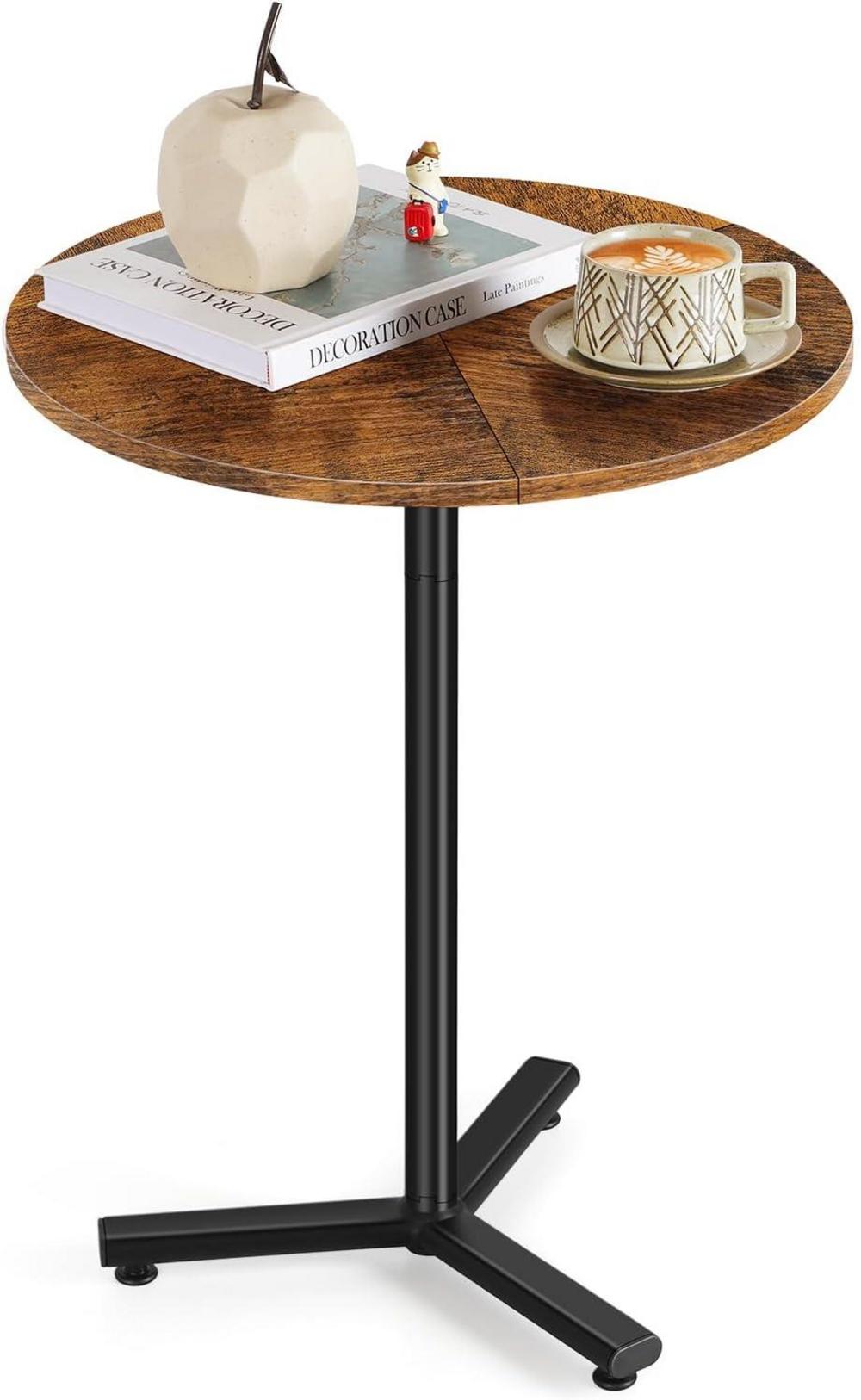 Runder Couchtisch 48CM Schwarzer Holztisch Beistelltisch Wohnzimmer