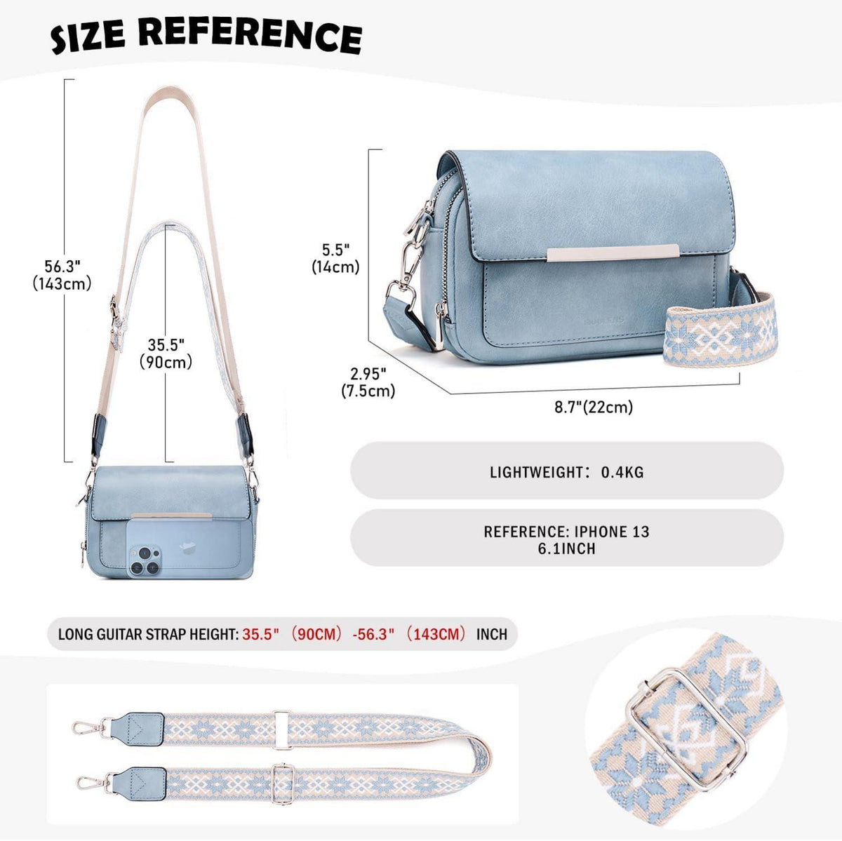 Umhängetasche Damen Vegan Leder Crossbody Schultertasche Verstellbarer