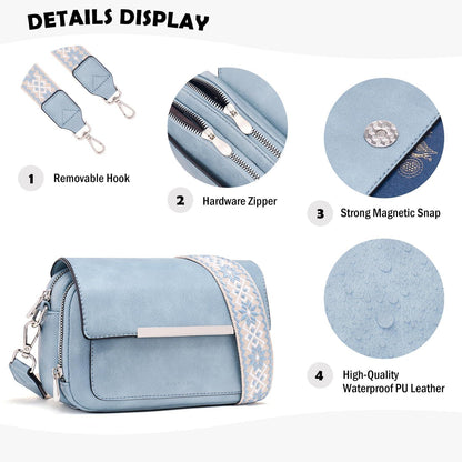 Damen Umhängetasche Vegan Leder Crossbody Schultertasche Abnehmbarer