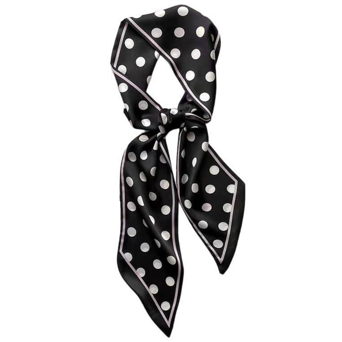 Langer Satin-Schal mit Polka-Dot-Muster und Bundfunktion