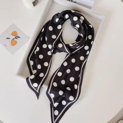 Langer Satin-Schal mit Polka-Dot-Muster und Bundfunktion