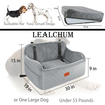 Hundeautositz Groß – Weiches Hundebett mit Memory Foam & Leinen