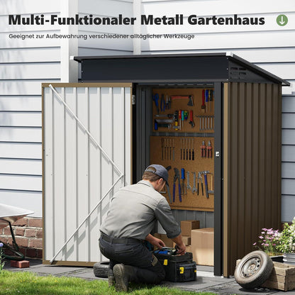 Metall Gartenhaus 1,5 m² Pultdach – Braun