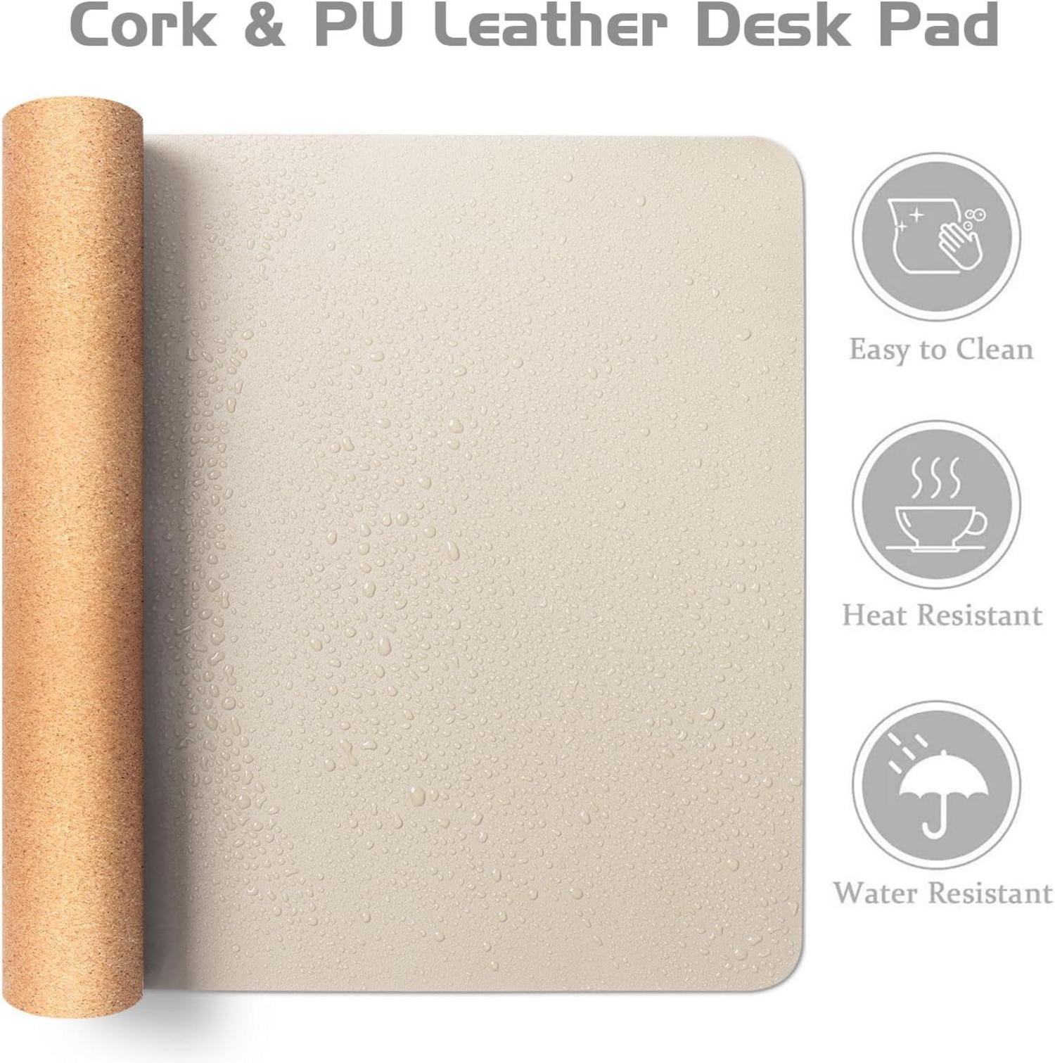Aothia Kork PU Schreibtischunterlage Beige 90x40cm