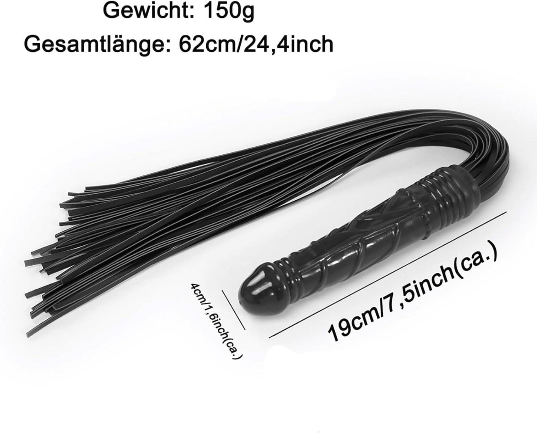 BDSM Leder Flogger Peitsche mit Quaste und Dildo 2in1 Set