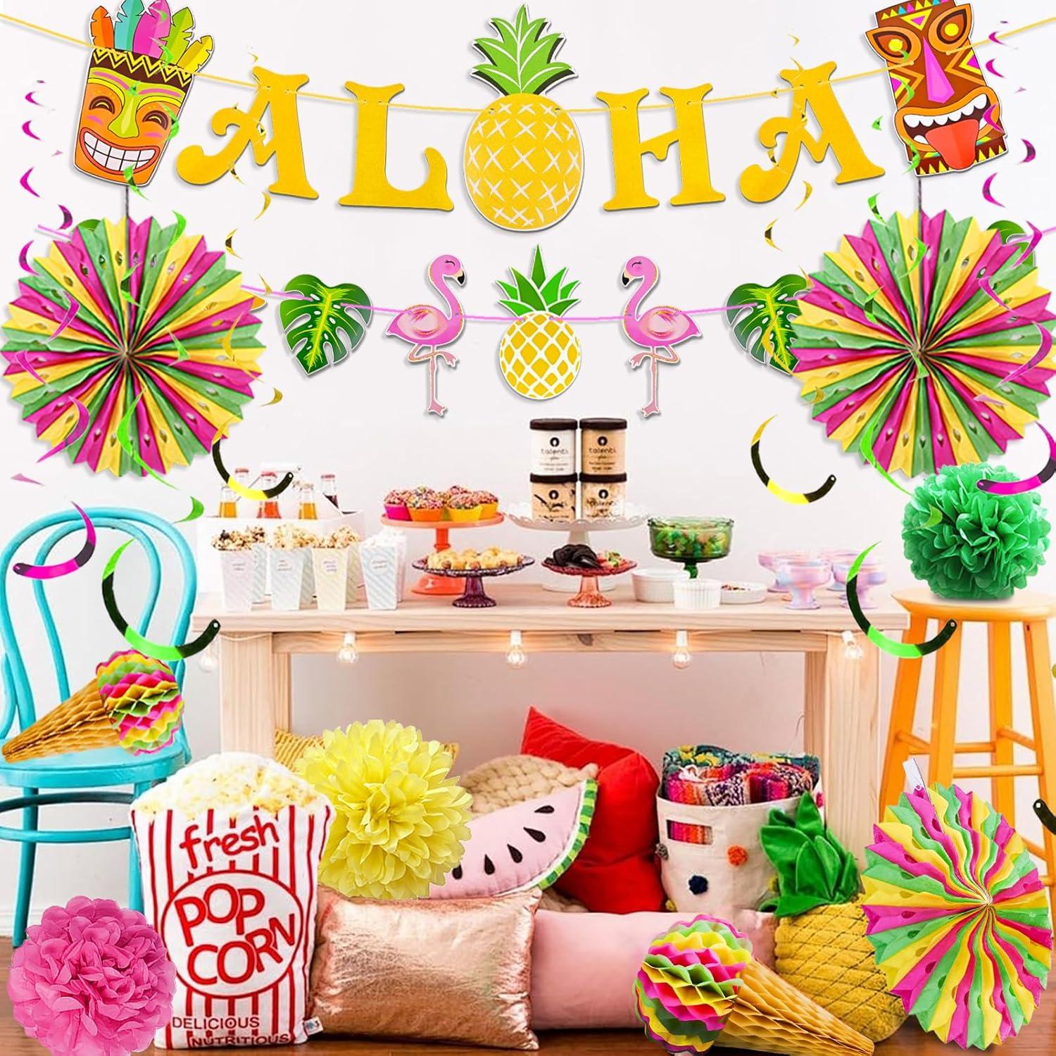 Hawaii Party Deko Set 16-teilig Sommer Beach Gartenparty Flamingo