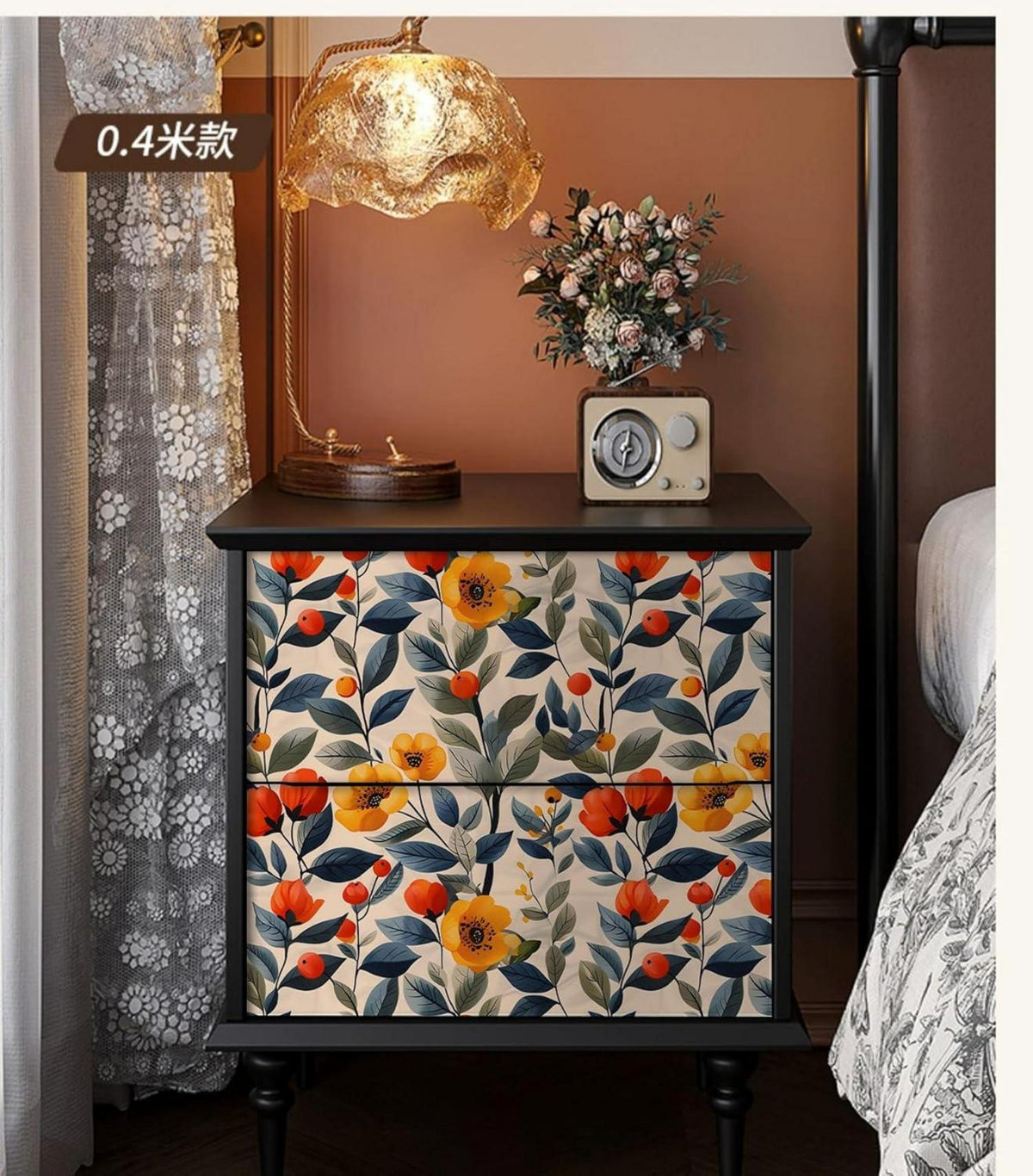 Selbstklebende Blumen Tapete PVC Folie Möbelfolie 44cm x 300cm