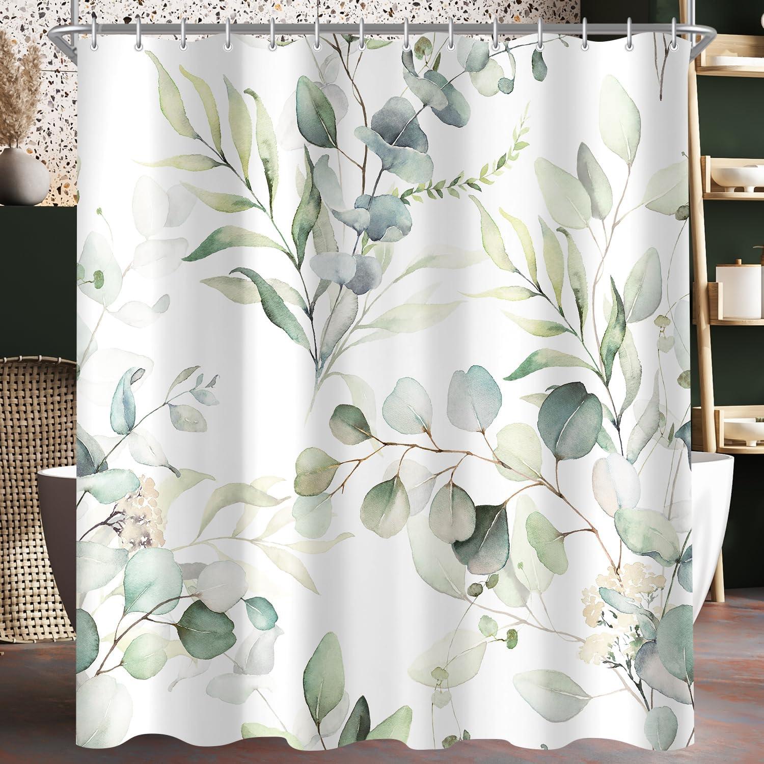 Duschvorhang Blattmuster 180x200cm Antischimmel wasserabweisend