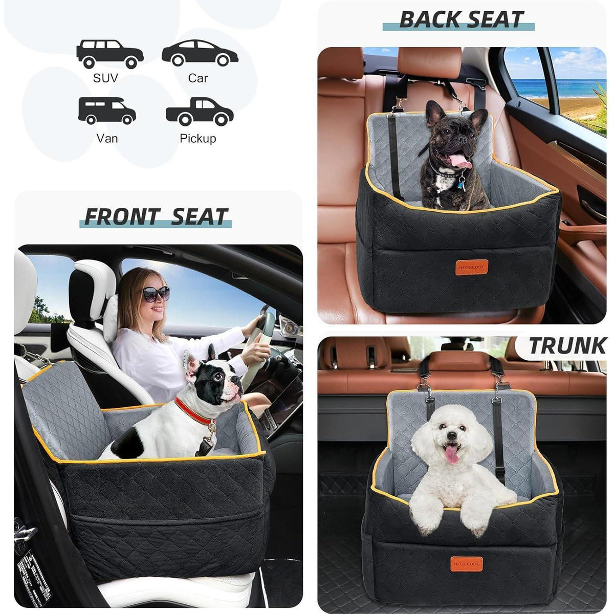 Hunde Autositz – Waschbar, mit Leine & Aufbewahrung