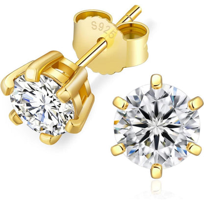 Moissanite Ohrringe Silber 925 Damen VVS1 D 14K Gold 7,5mm