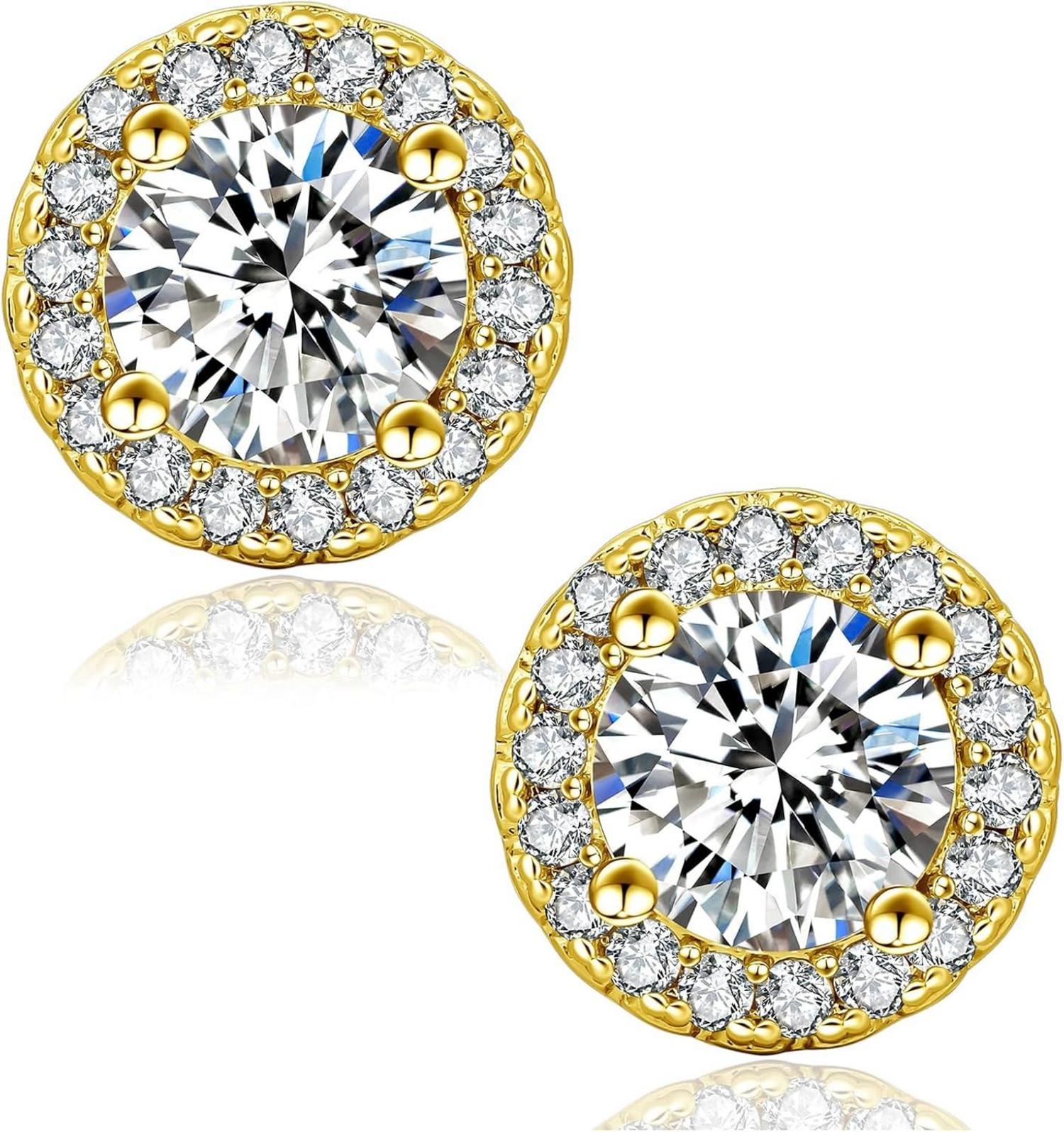 Moissanite Ohrringe Damen Silber 925 Halo Diamant 1,0/2,0 Karat VVS1