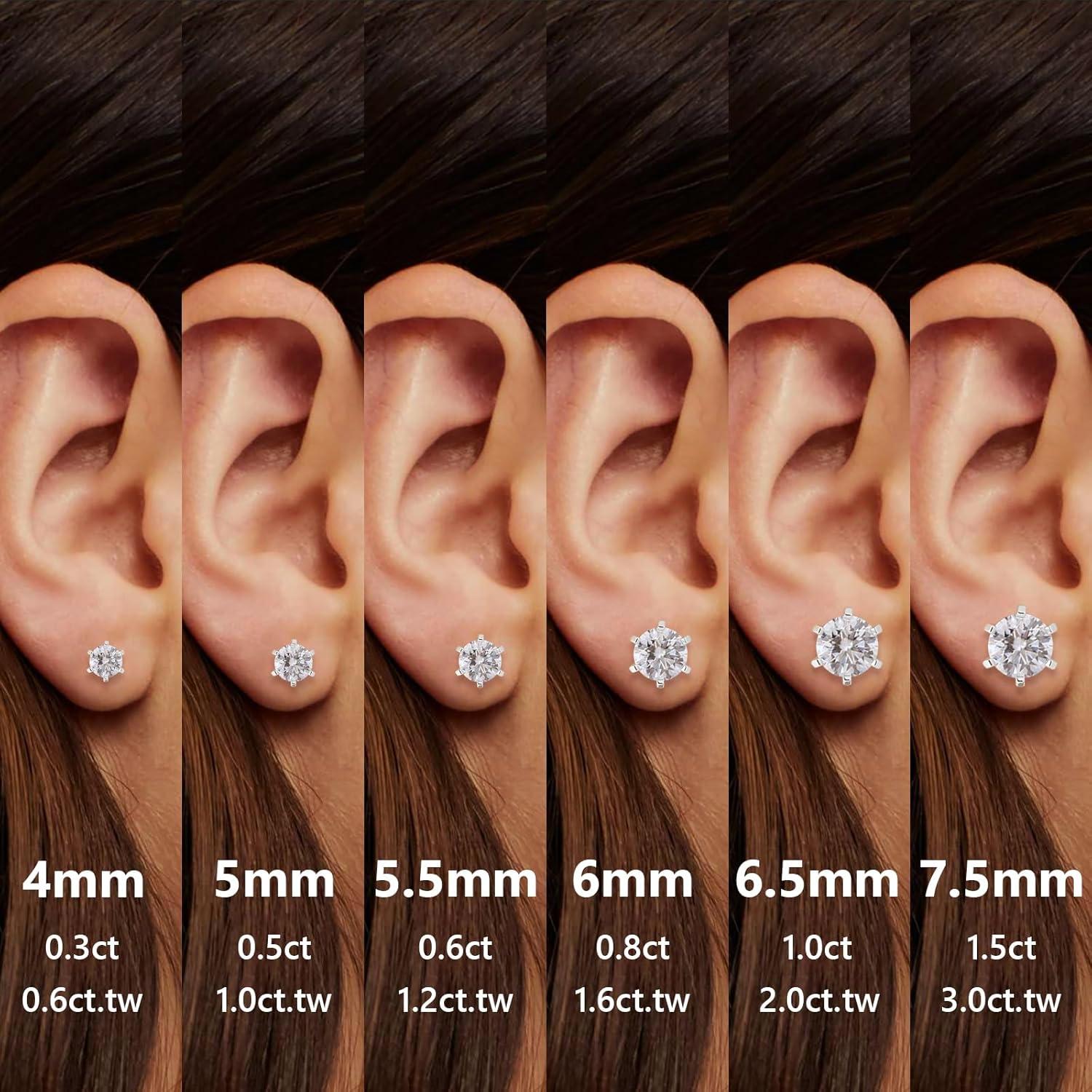 KRKC&CO Moissanite Ohrringe Damen 925 Silber VVS1 Diamant 4mm 0,6ct Echtschmuck