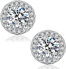 Moissanite Ohrringe Damen 925 Silber Halo 1,0 Karat rund VVS1 D Farbe