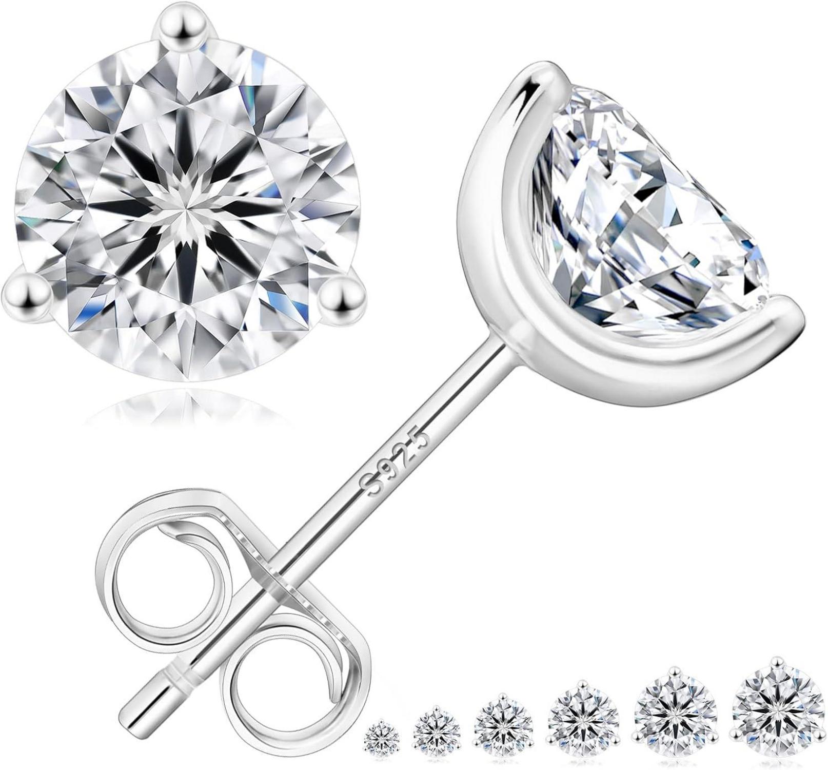 Silber 925 Moissanit Diamant Ohrstecker VVS1 1,0 Karat Rundschliff