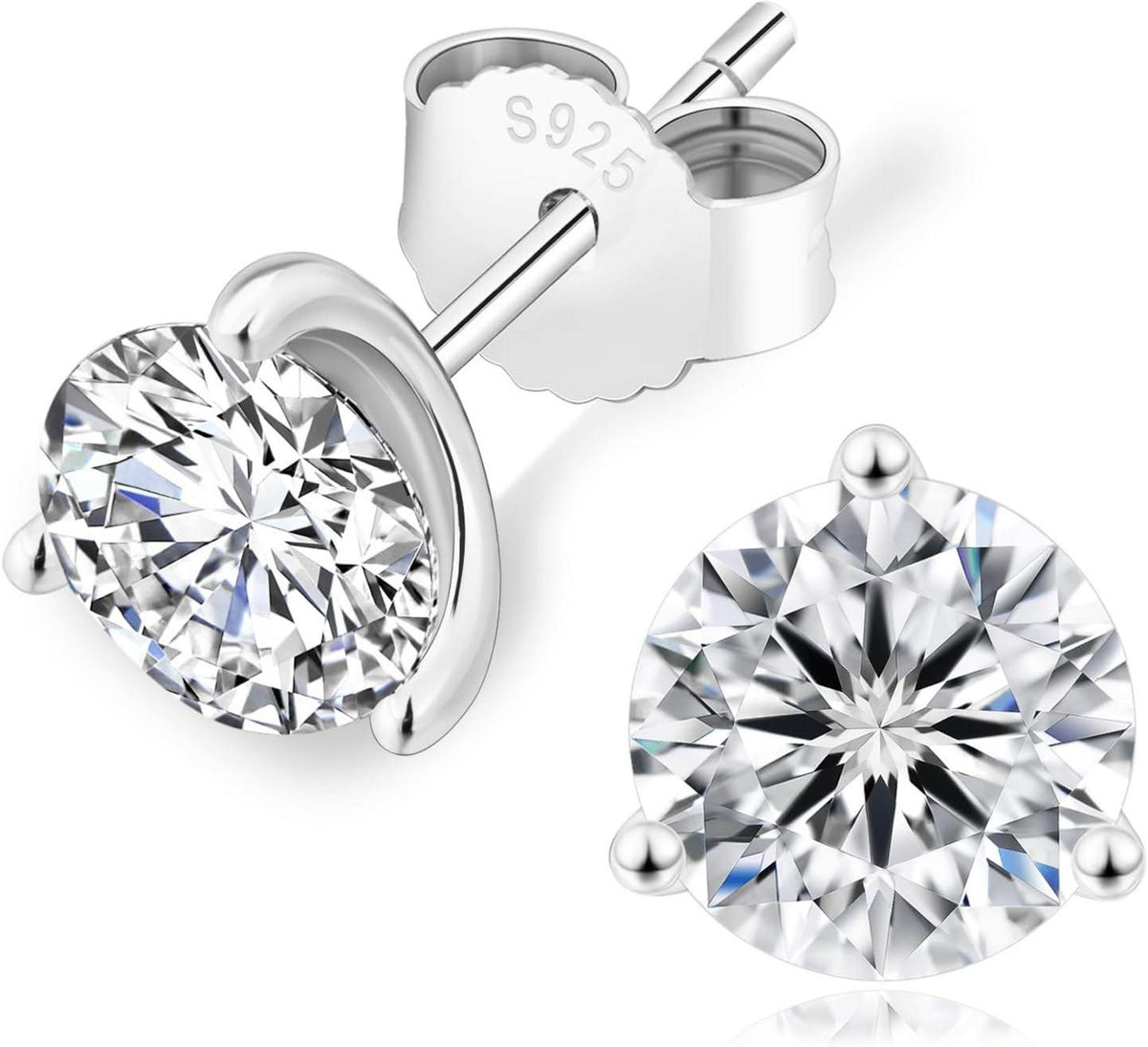 Moissanite Ohrringe 925 Silber Damen 3,0 Karat VVS1 D 7,5 mm