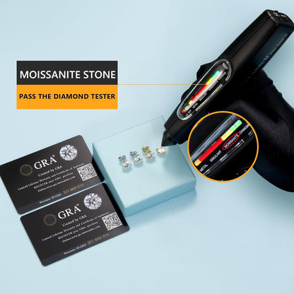KRKC&CO Damen Moissanit Diamant Ohrstecker 925 Silber 3,0 Karat VVS1 7,5 mm 3-Krappen