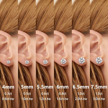Moissanit Diamant Ohrringe Silber 925 Damen VVS1 5,0 mm 1,0 Karat