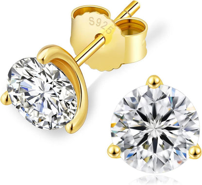 Moissanite Ohrringe 925 Silber Damen VVS1 Diamant 1,0 ct 14K Gold