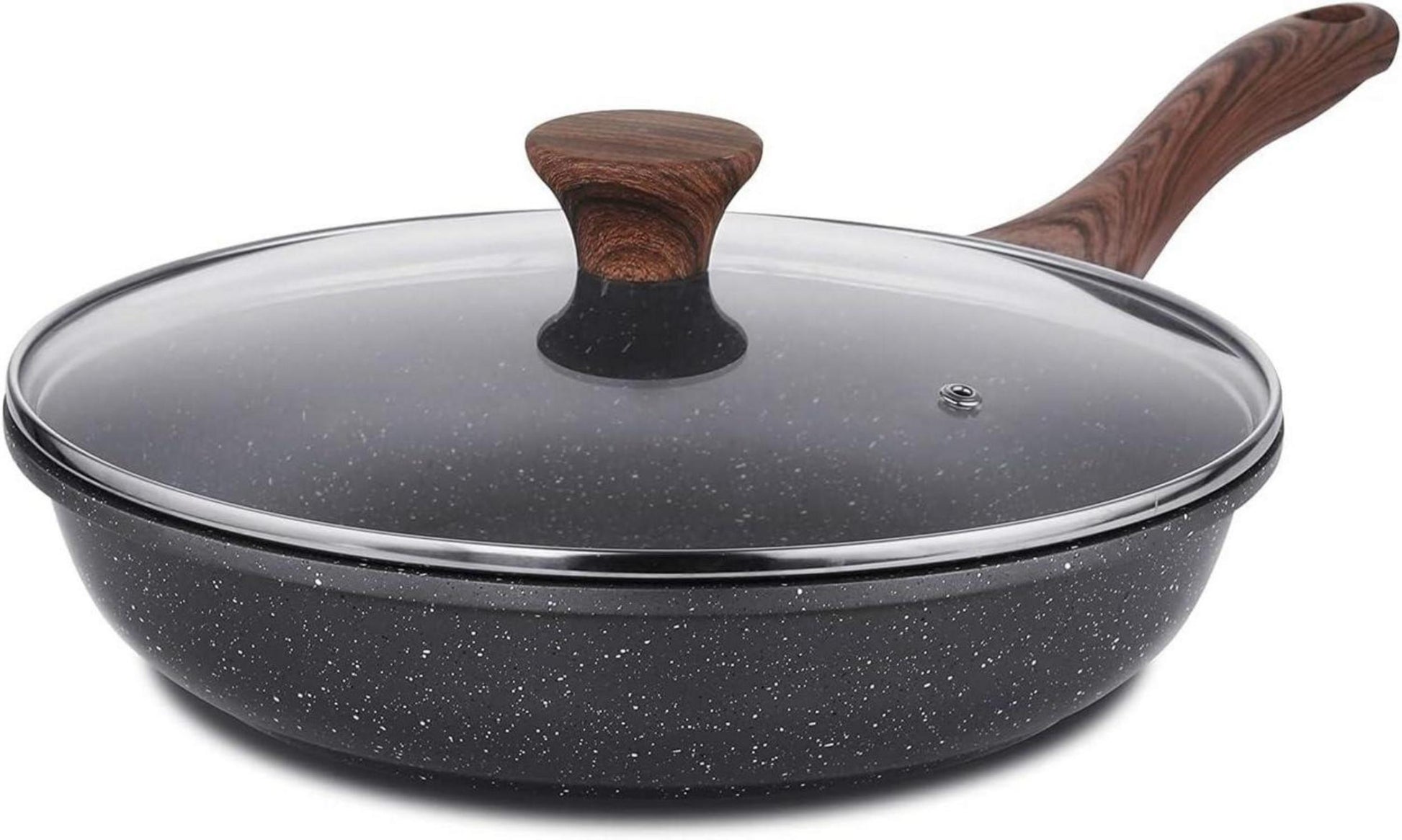 Antihaft Bratpfanne mit Deckel 24cm Granit Beschichtung Induktion PFOA