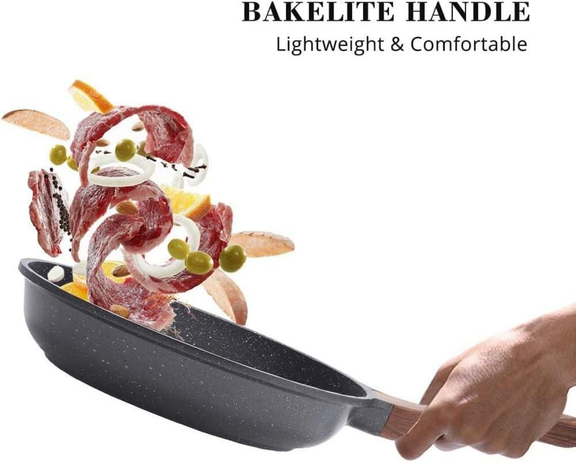 Antihaft Bratpfanne mit Deckel 24cm Granit Beschichtung Induktion PFOA