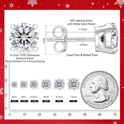 Moissanite Ohrringe Silber 925 Damen Diamant VVS1 D 14K Gelbgold