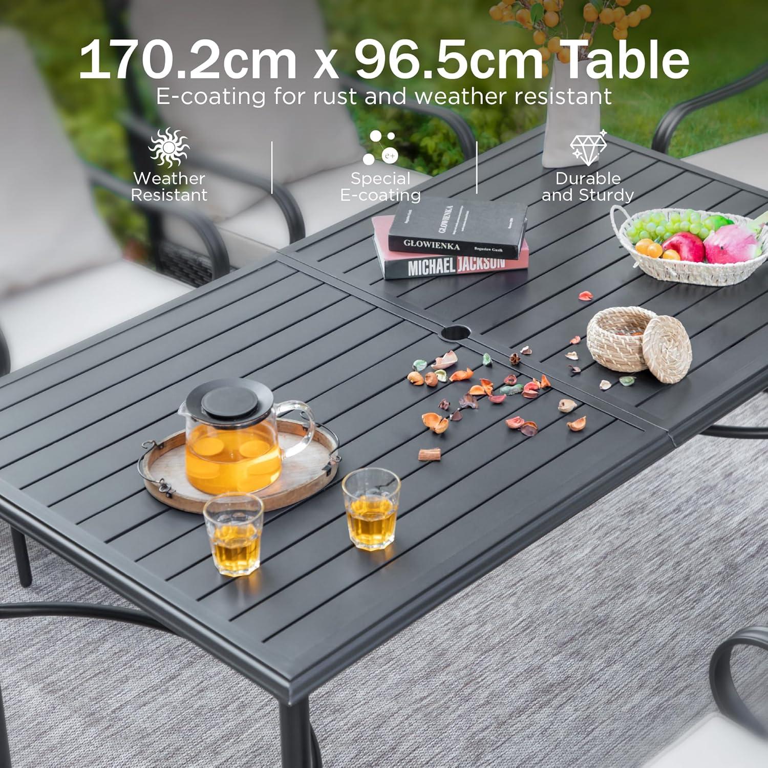 Gartenmöbel Set 6 Personen 7-Fach Verstellbar Klappbar Aluminium Blau