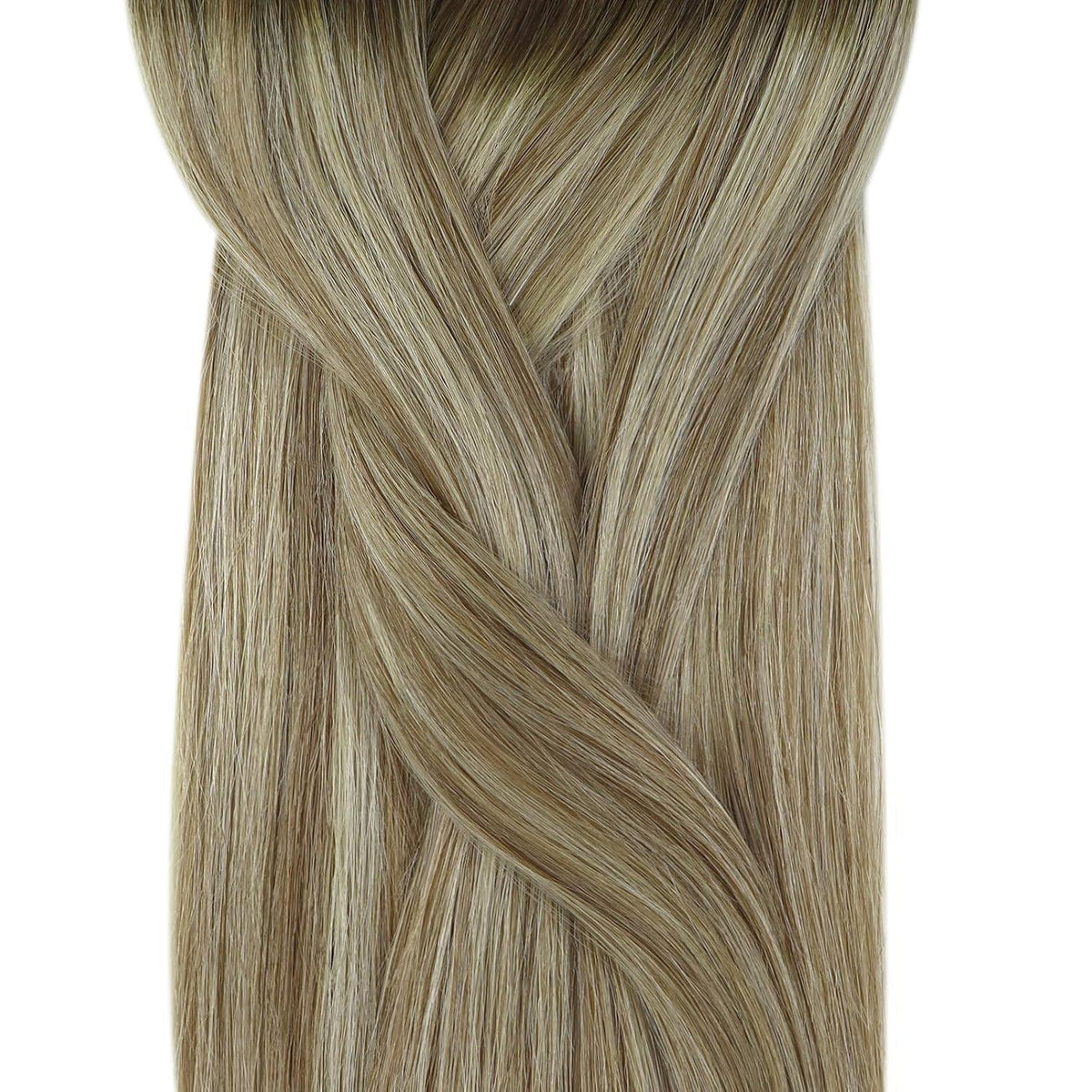 Echthaar Microring Extensions Braun Balayage Blond 55cm