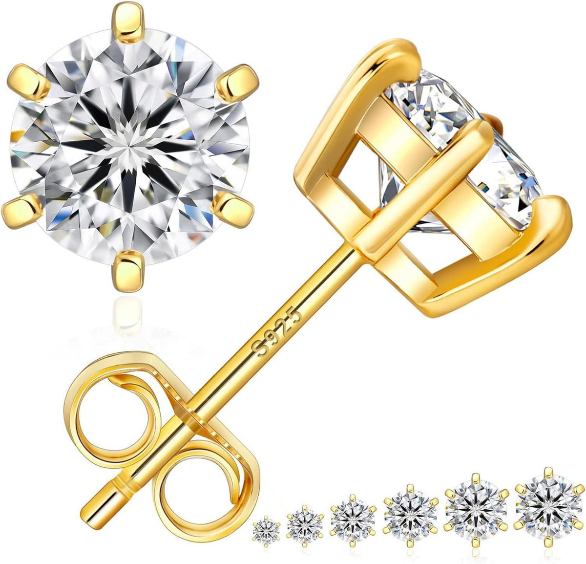 Echtsilber Moissanite Ohrringe Damen 1,6ct D VVS1 14K Gold 6mm