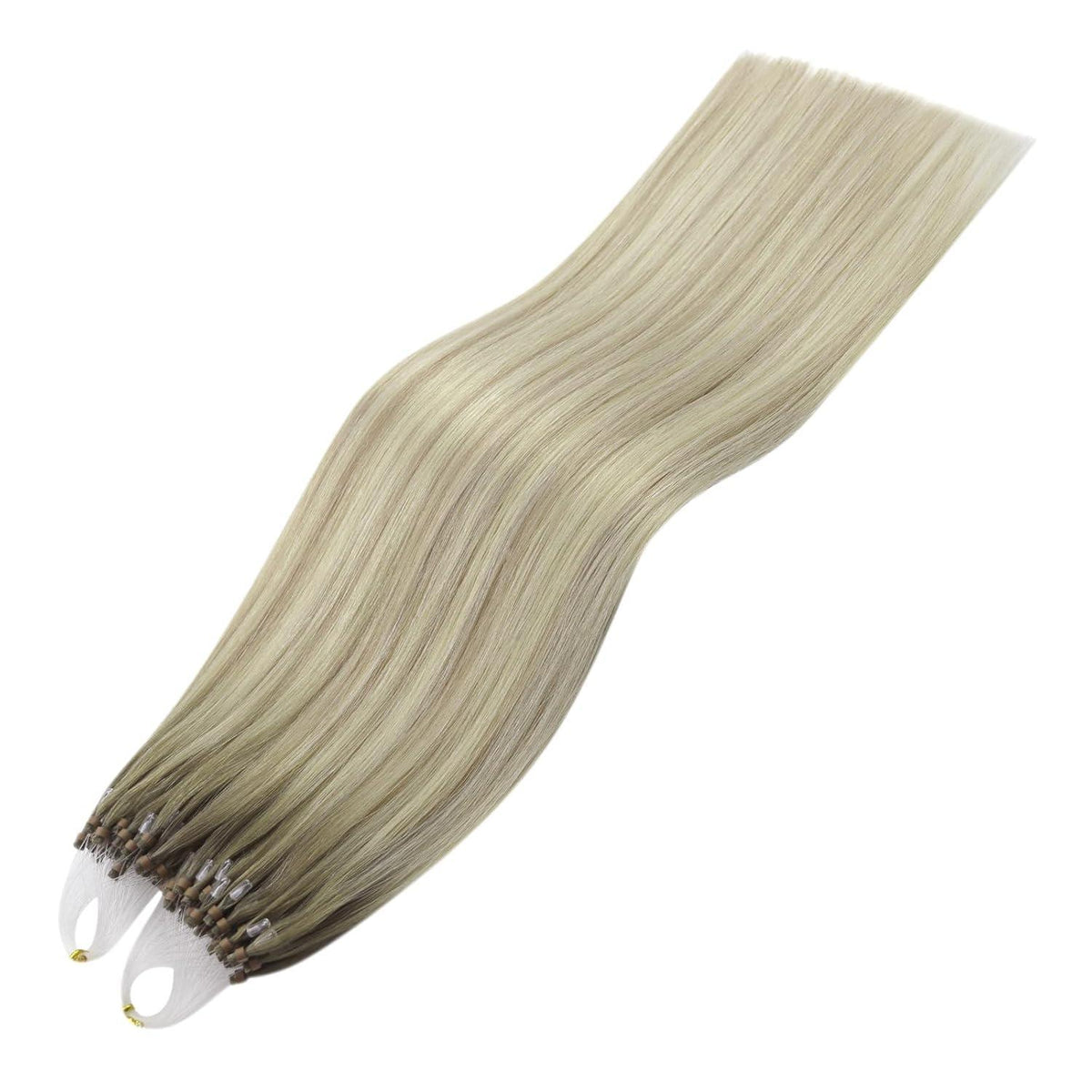 Echthaar Microring Extensions Ombre Aschblond 50cm