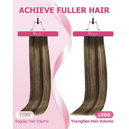 Clip-in Echthaar Extensions Ombre Braun 50cm