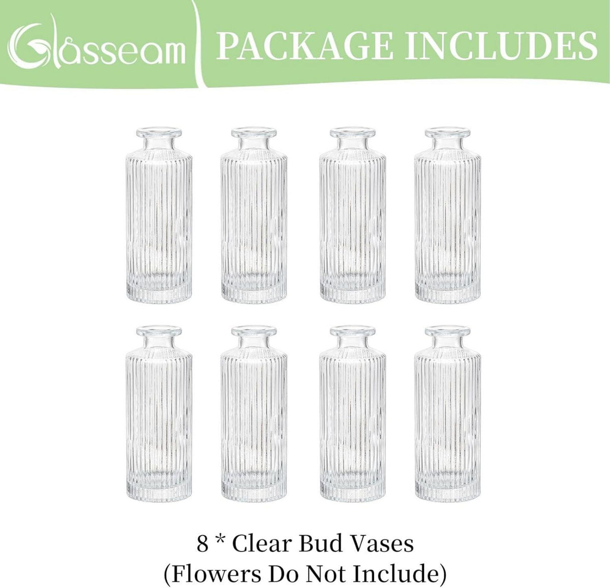Kleine Kristall Blumenvasen Set 8tlg. Vintage Geriffelt Mini Vasen für