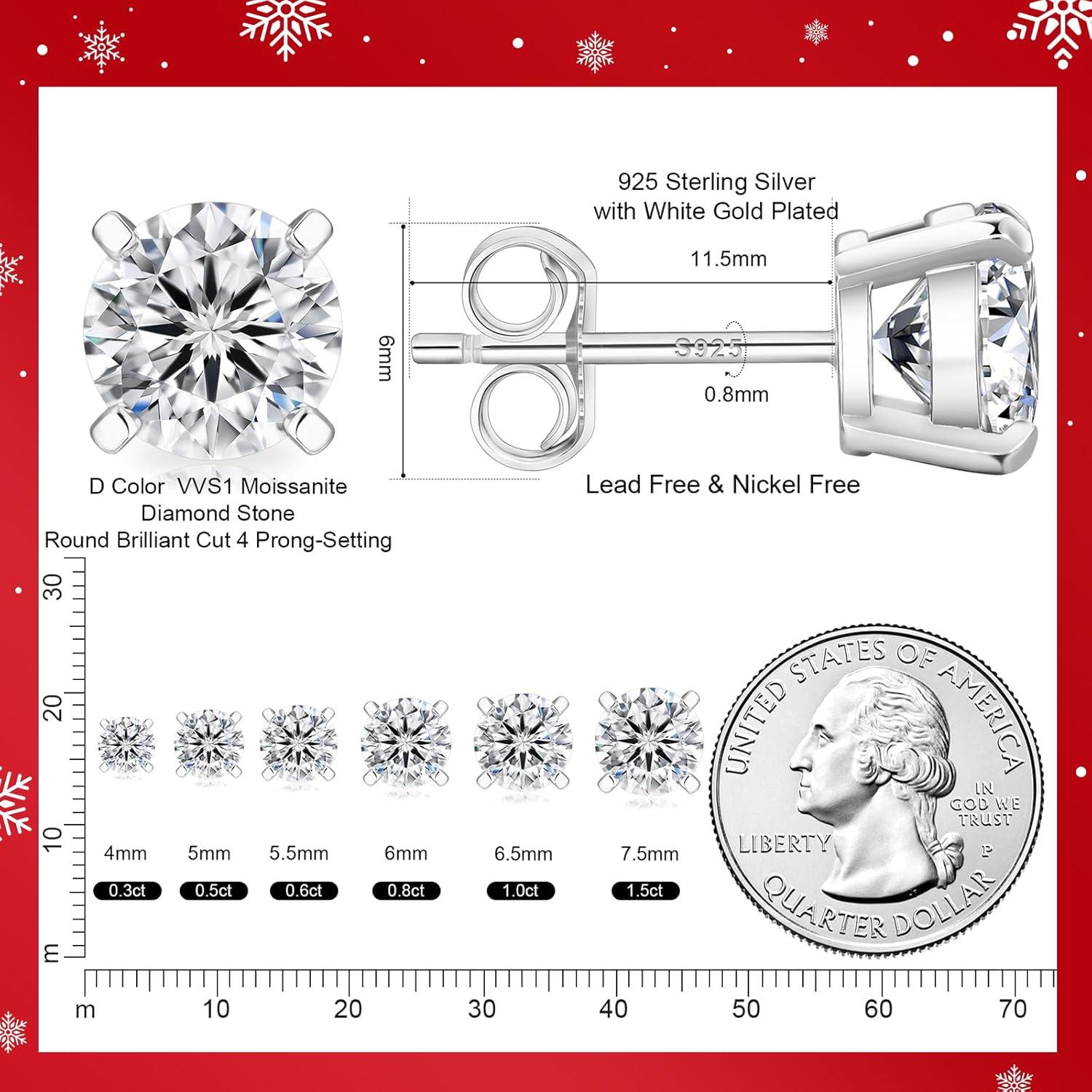 Moissanite Ohrringe Silber 925 Damen Diamant VVS1 14K Gold Geschenk