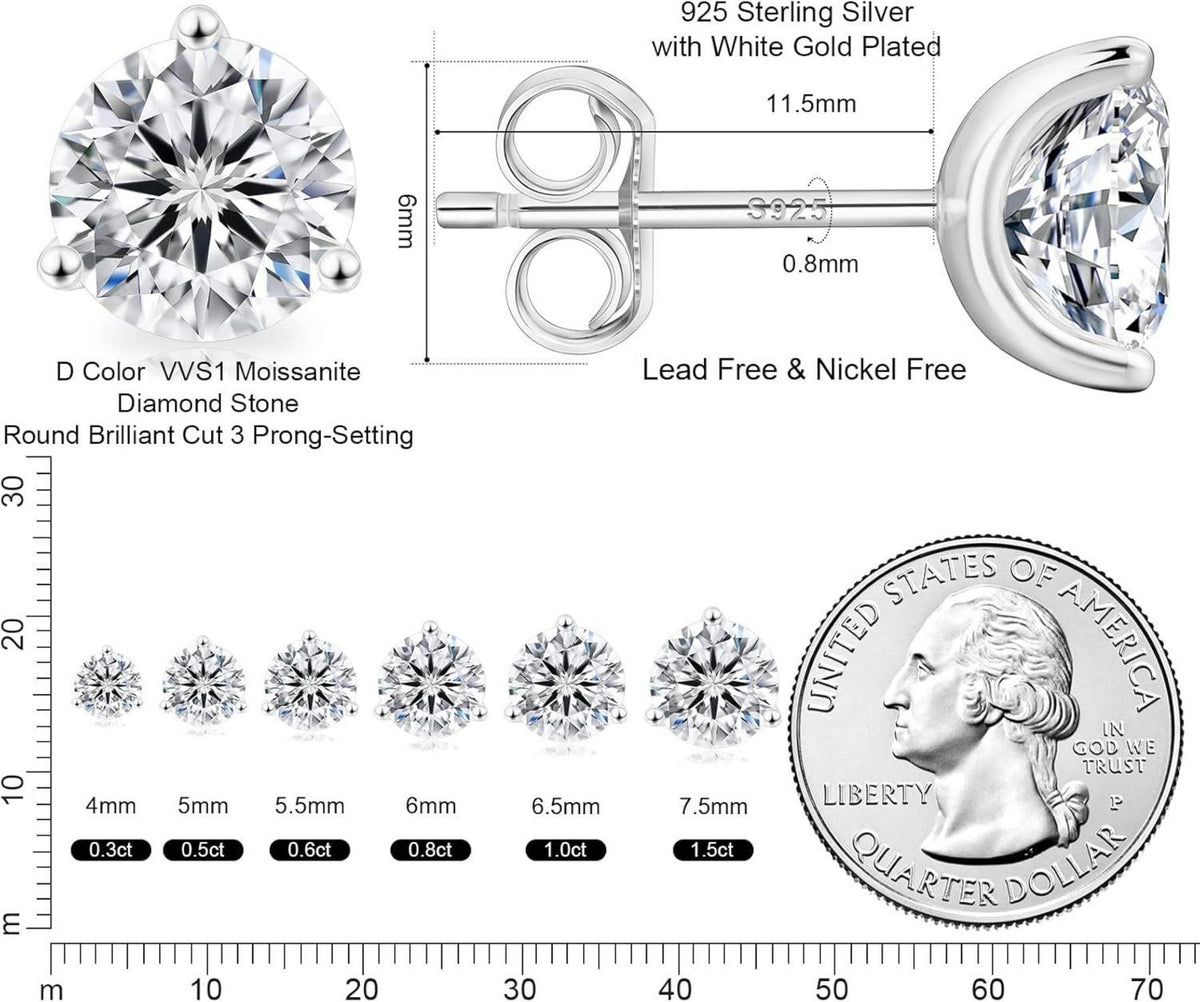 Moissanite Ohrringe 925 Silber Damen 1,6 Karat Diamant Ohrstecker
