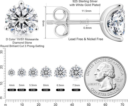 Moissanite Ohrringe 925 Silber Damen 1,6 Karat Diamant Ohrstecker