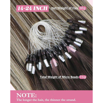 Echthaar Microring Extensions Ombre Dunkelbraun Blond 50cm