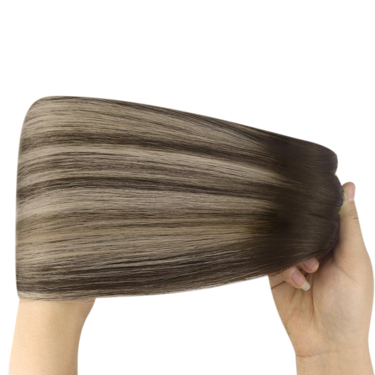 Echthaar Tressen Ombre Braun Aschblond 50cm Remy