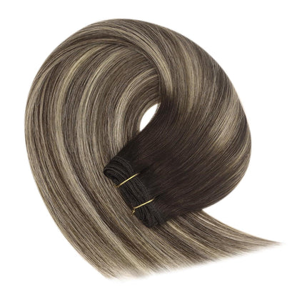 Echthaar Tressen Ombre Braun Aschblond 50cm Remy