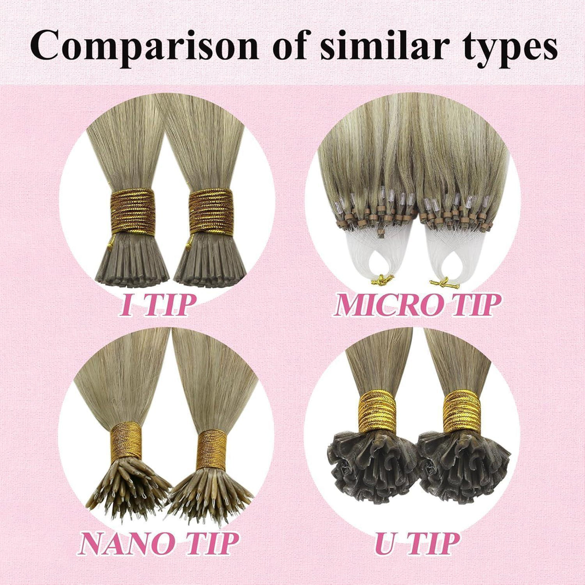 Echthaar Microring Extensions Ombre Aschblond 45cm
