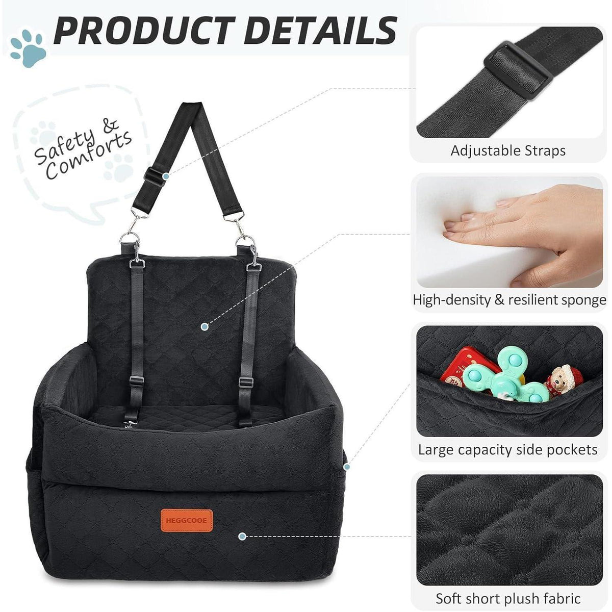 Hunde Autositz mit Leine & Taschen – Bequem & Sicher