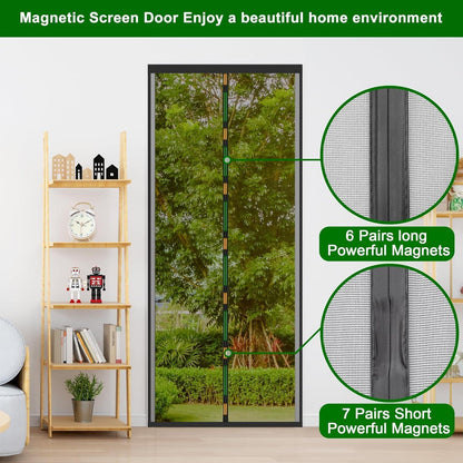 Magnetisches Fliegengitter für Balkontür 95x200cm Schwarz