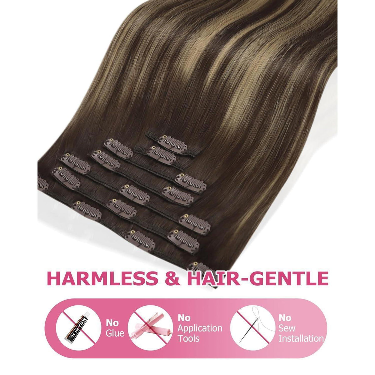 Clip-in Echthaar Extensions Ombre Blond Braun 45cm
