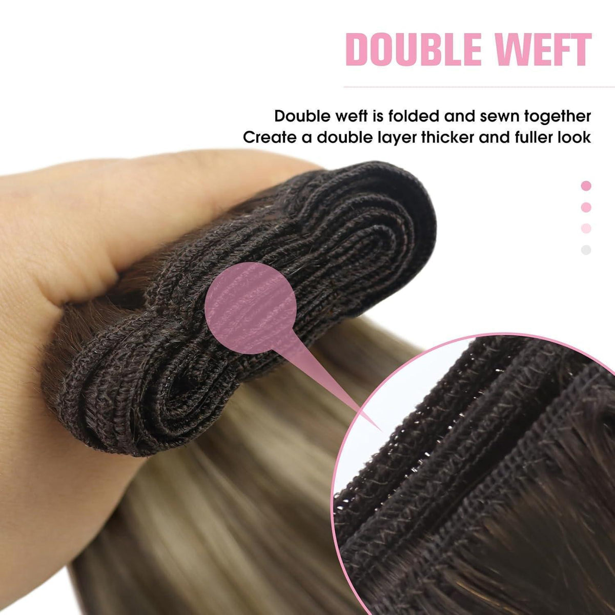 Echthaar Tressen Ombre Braun Aschblond 35cm Remy Weft