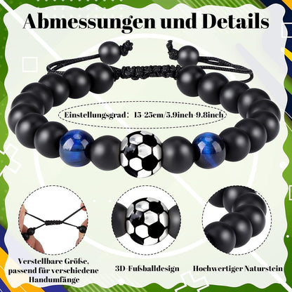 Yamitora Fußball Armband für Jungs 5-10 Jahre, Naturstein
