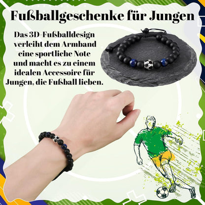 Yamitora Fußball Armband für Jungen 5-10 Jahre - Personalisiertes Naturstein Fußballarmband